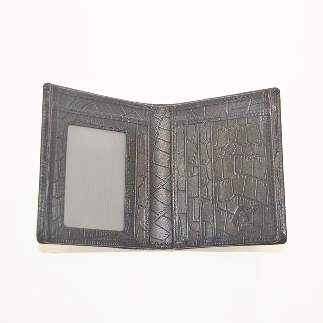 Black Thick Crocodile Clutch Wallet with Inner Zipper Pocket