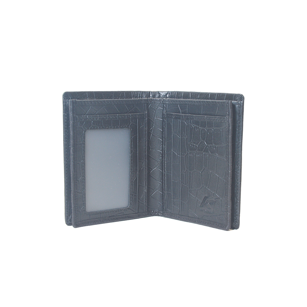 Black Thick Crocodile Clutch Wallet with Inner Zipper Pocket