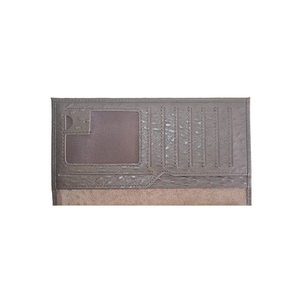 Mens Ultra Slim & Soft Stylish Flip Wallet Bifold Brown Ostrich Leather Wallet