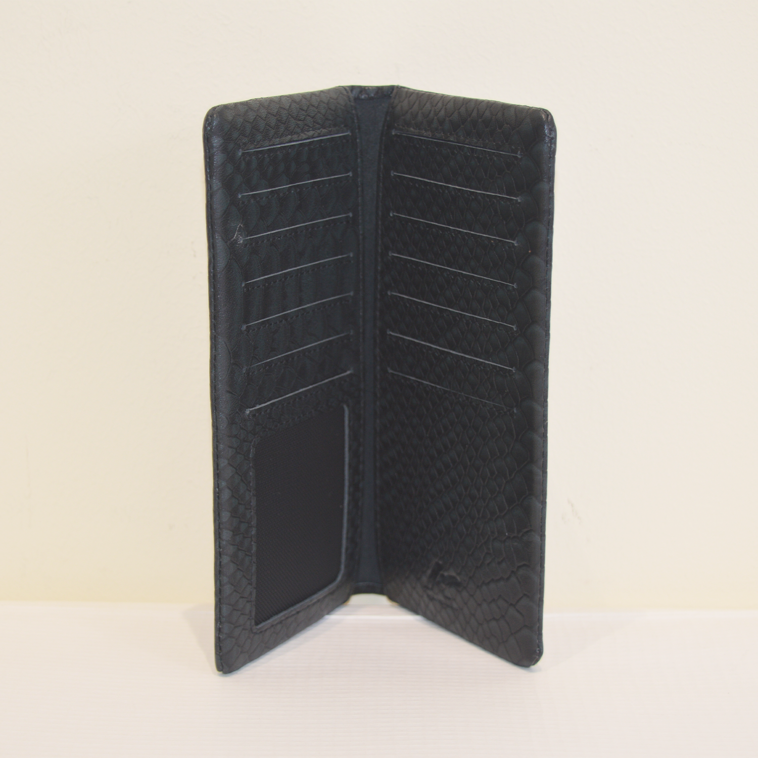 Men Long Bifold Leather Wallet Black New Crocodile Clutch Wallet Credit Card Holder