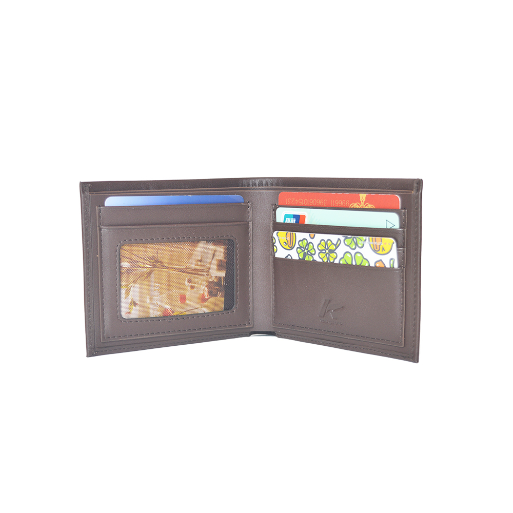 Brown Real Leather Wallet Bifold Multi Card Case Holder Purse with Gift Box