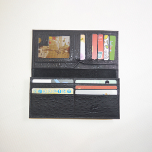 Mens Stylish Flip Fold Slim Design Wallet Black Bifold Ostrich Real Leather Wallet