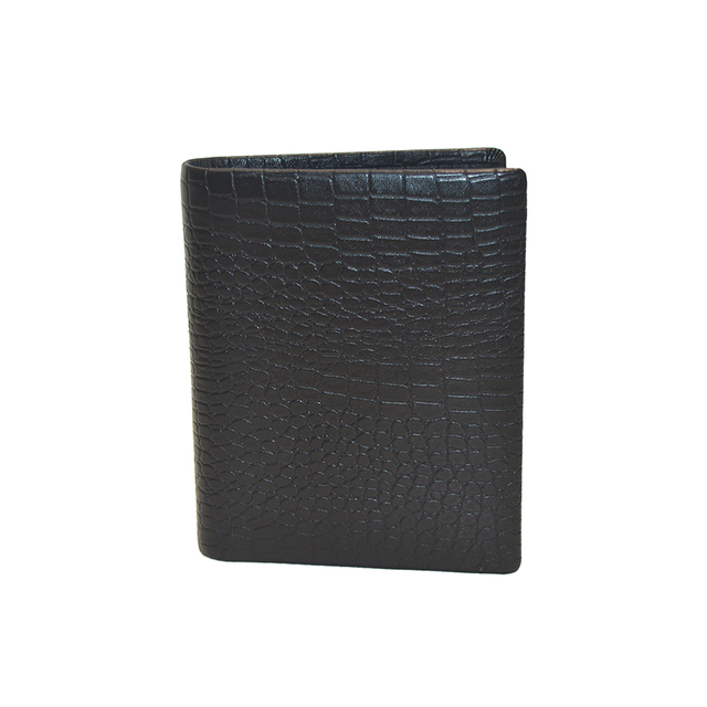 Black Small Crocodile Clutch Wallet Slim Bifold Wallet Minimalist with 4 Card Slots Cash Pockets