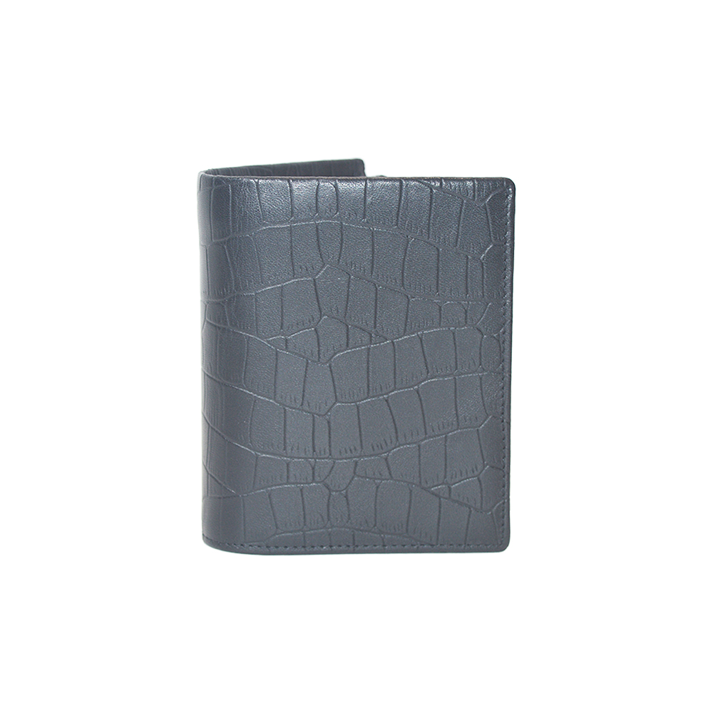 Black Thick Crocodile Clutch Wallet with Inner Zipper Pocket