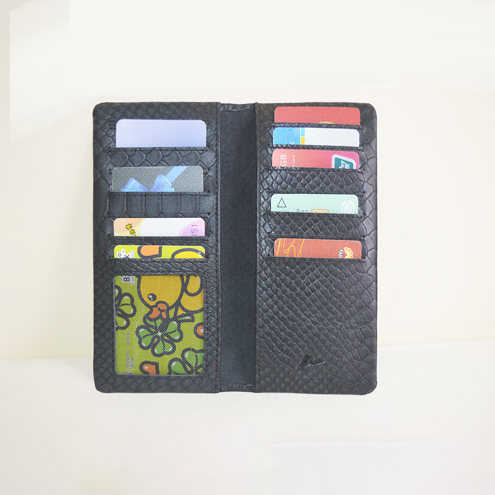 Men Long Bifold Leather Wallet Black New Crocodile Clutch Wallet Credit Card Holder