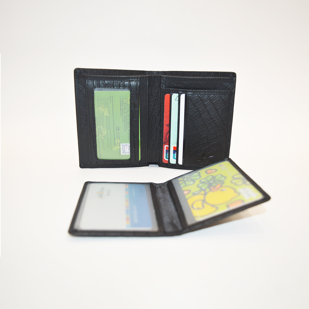 Men Multi-Card Short Black Crocodile Clutch Wallet