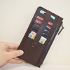 Fashion Brown Ultra Soft Leather Bifold Multi Card Case Holder Wallet with Zipper Pocket Handbag