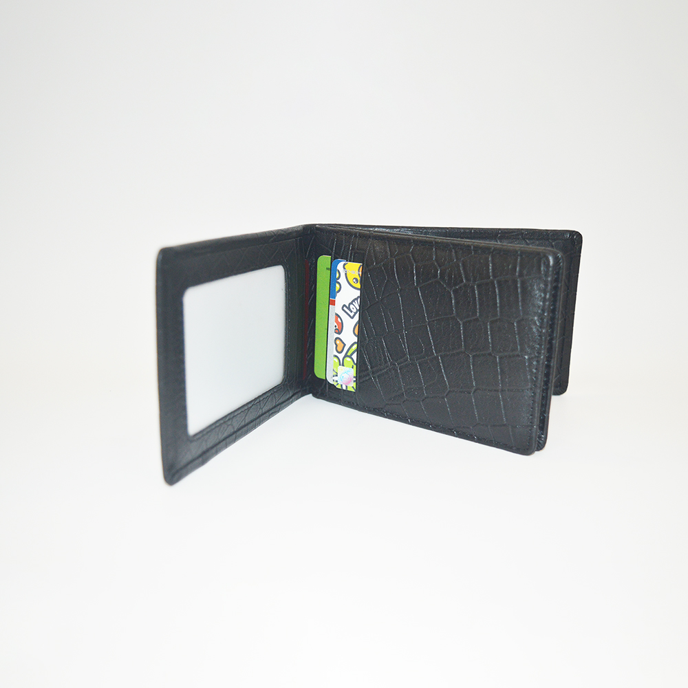Black Crocodile Clutch Wallet Bifold Wallet Credit Card Holder for Women Men
