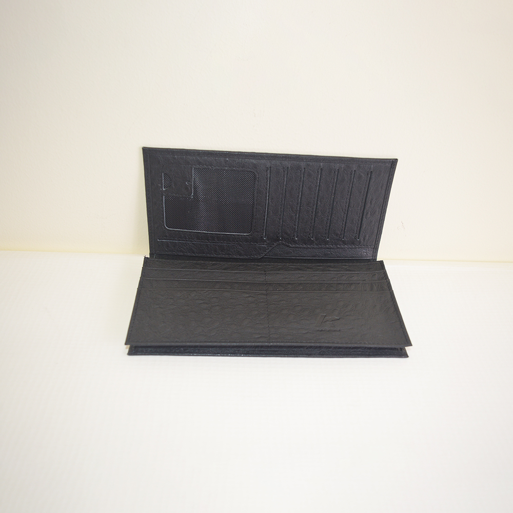 Mens Stylish Flip Fold Slim Design Wallet Black Bifold Ostrich Real Leather Wallet