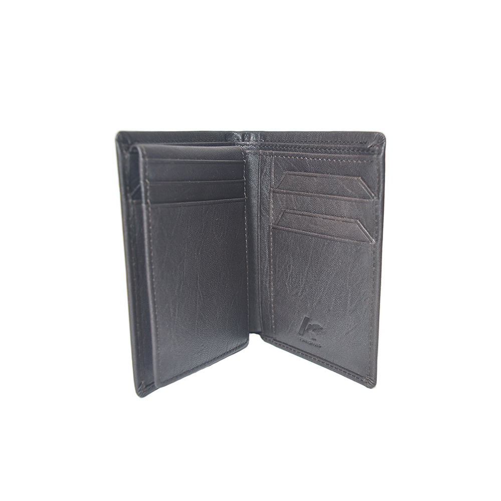 Brown Multi-Card Leather Wallet Flip Fold Slim Design Wallet with ID Window in Gift Box