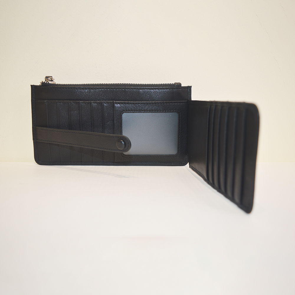 Black Ultra Soft Bifold Multi Card Case Holder Purse Wallet with Zipper Pocket