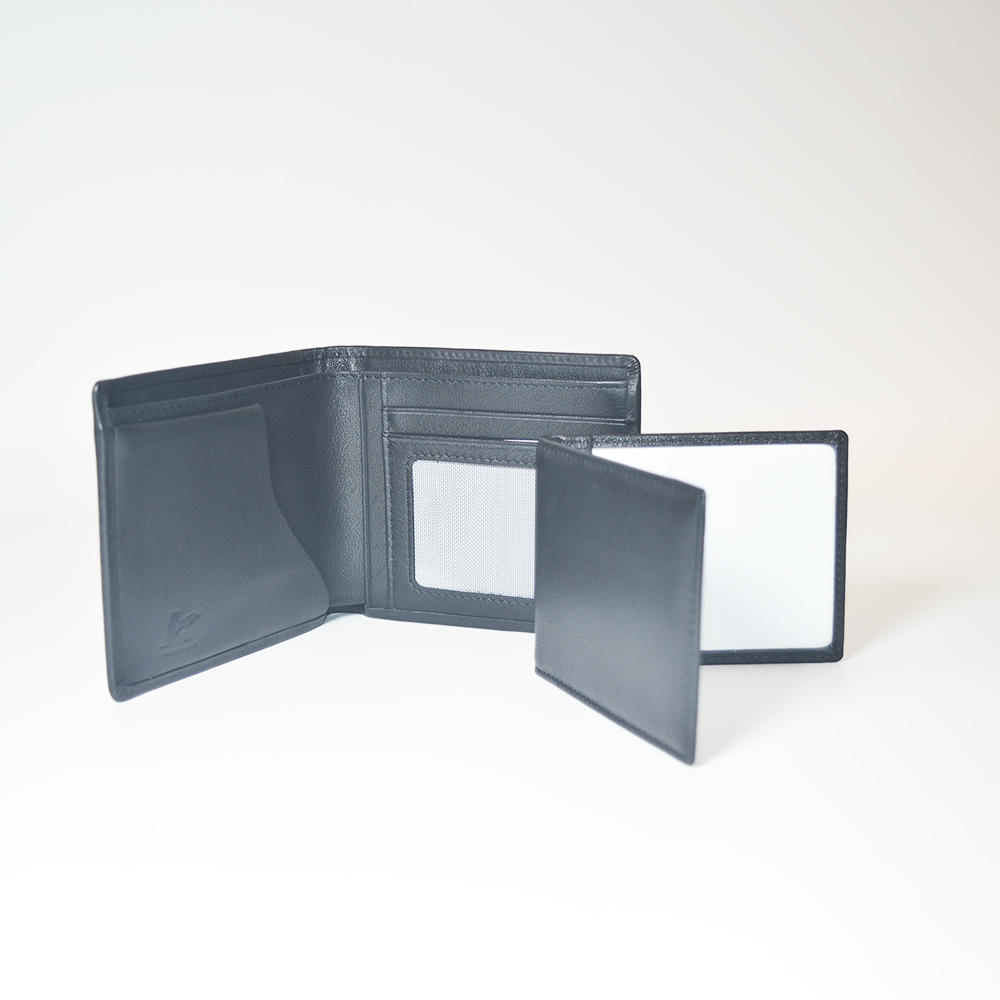 Men Bifold Wallet Real Leather Slim Wallet with Removable Card Sleeve Handbag