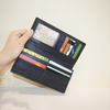 Unisex Genuine Leather Bifold Long Black Wallet