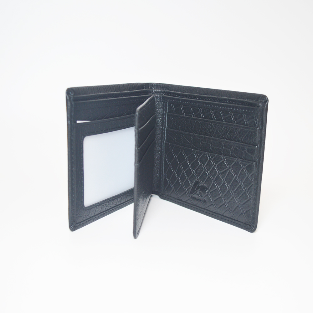 Short Bifold Leather Wallet Clutch Purse with ID Window in Gift Box