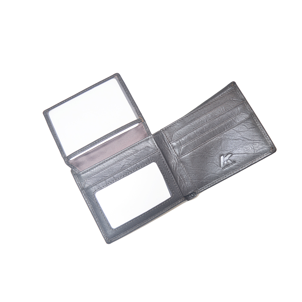 Brown Leather Wallet Slim Minimalist Bifold Wallet for Men Women Flip Up ID Window Credit Card Holder including Gift Box
