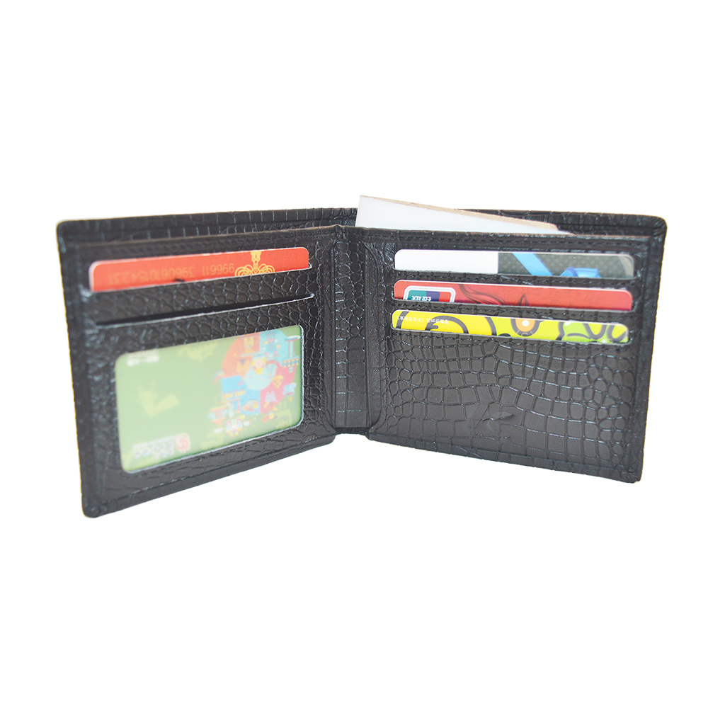 Black Crocodile Clutch Wallet Slim Minimalist Bifold Wallet with 4 Card Slots Cash Pockets