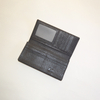 Unisex Genuine Leather Bifold Long Black Wallet