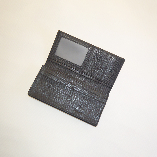Unisex Genuine Leather Bifold Long Black Wallet