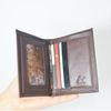 Men Slim Wallet Minimalist Bifold Design Brown Leather Wallet in Gift Box