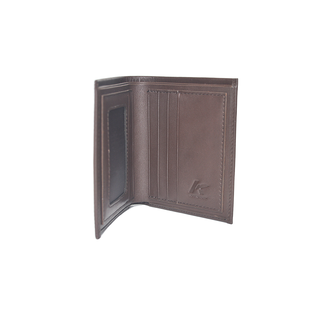 Men Slim Wallet Minimalist Bifold Design Brown Leather Wallet in Gift Box