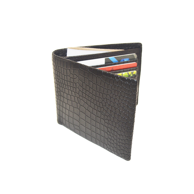 Black Crocodile Clutch Wallet Slim Minimalist Bifold Wallet with 4 Card Slots Cash Pockets