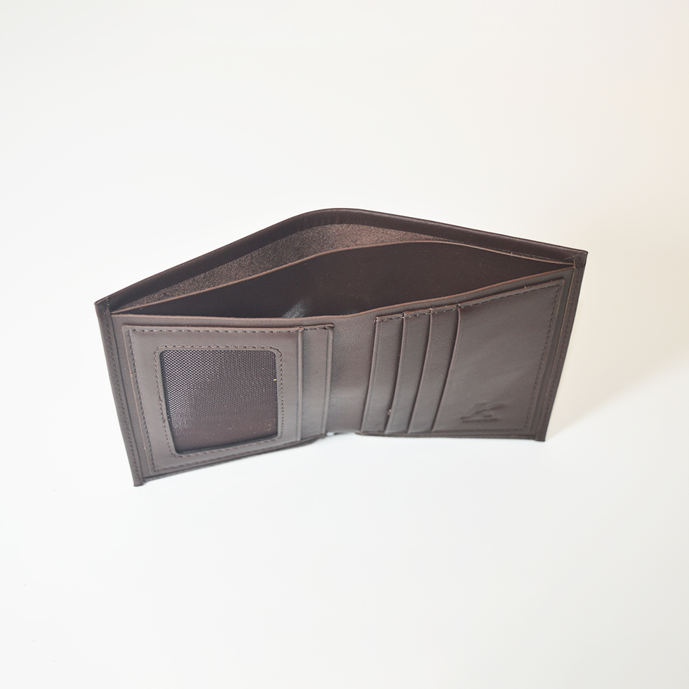 Men Slim Wallet Minimalist Bifold Design Brown Leather Wallet in Gift Box