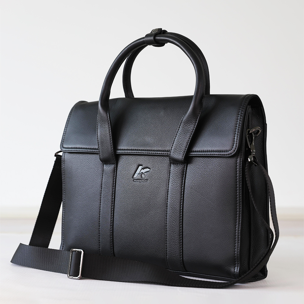 Large Full Grain Cow Leather Briefcase For Men Business Travel Case Messenger Bag