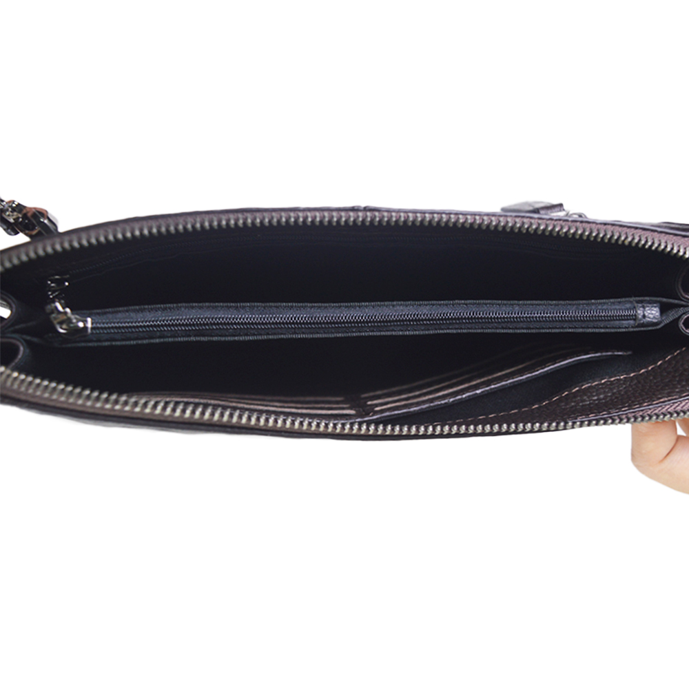 Men Wristlet Clutch Bag Brown Handbag Ostrich Leather Wallet