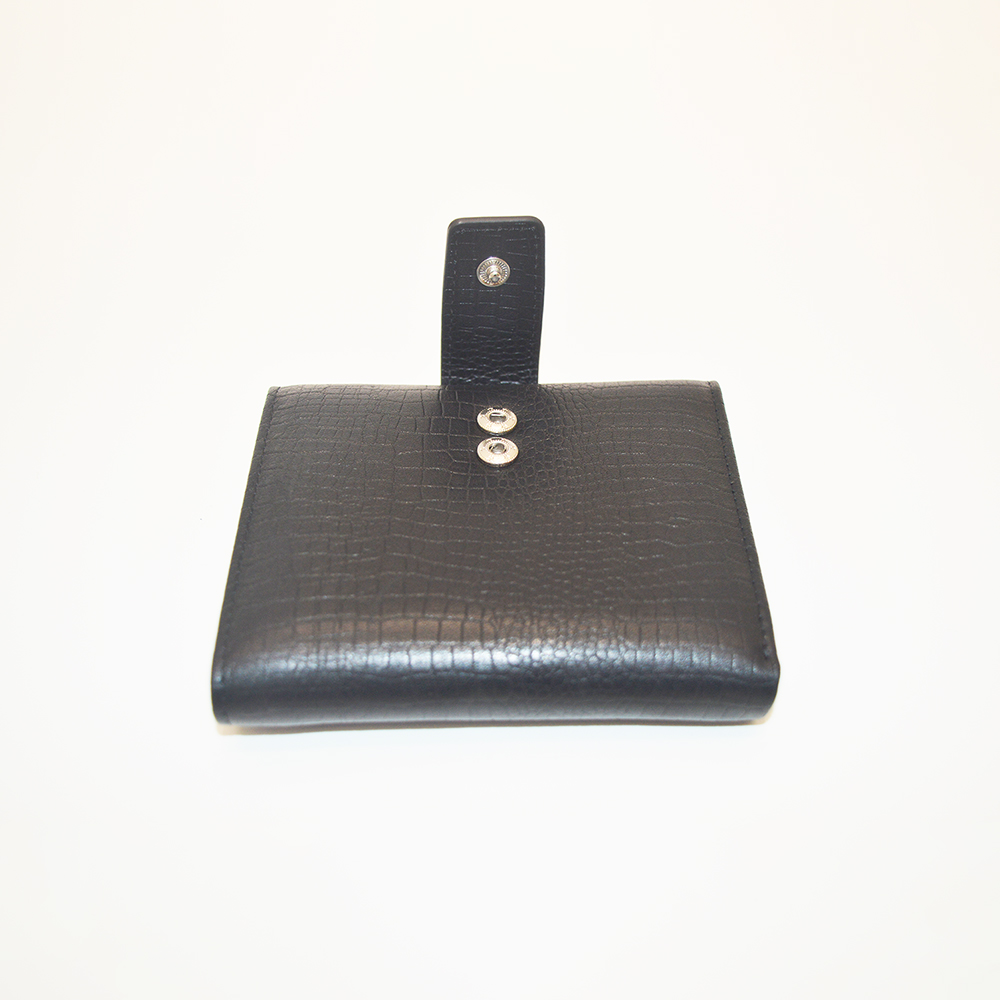Black Crocodile Trifold Clutch Wallet Credit Card Holder for Men Women