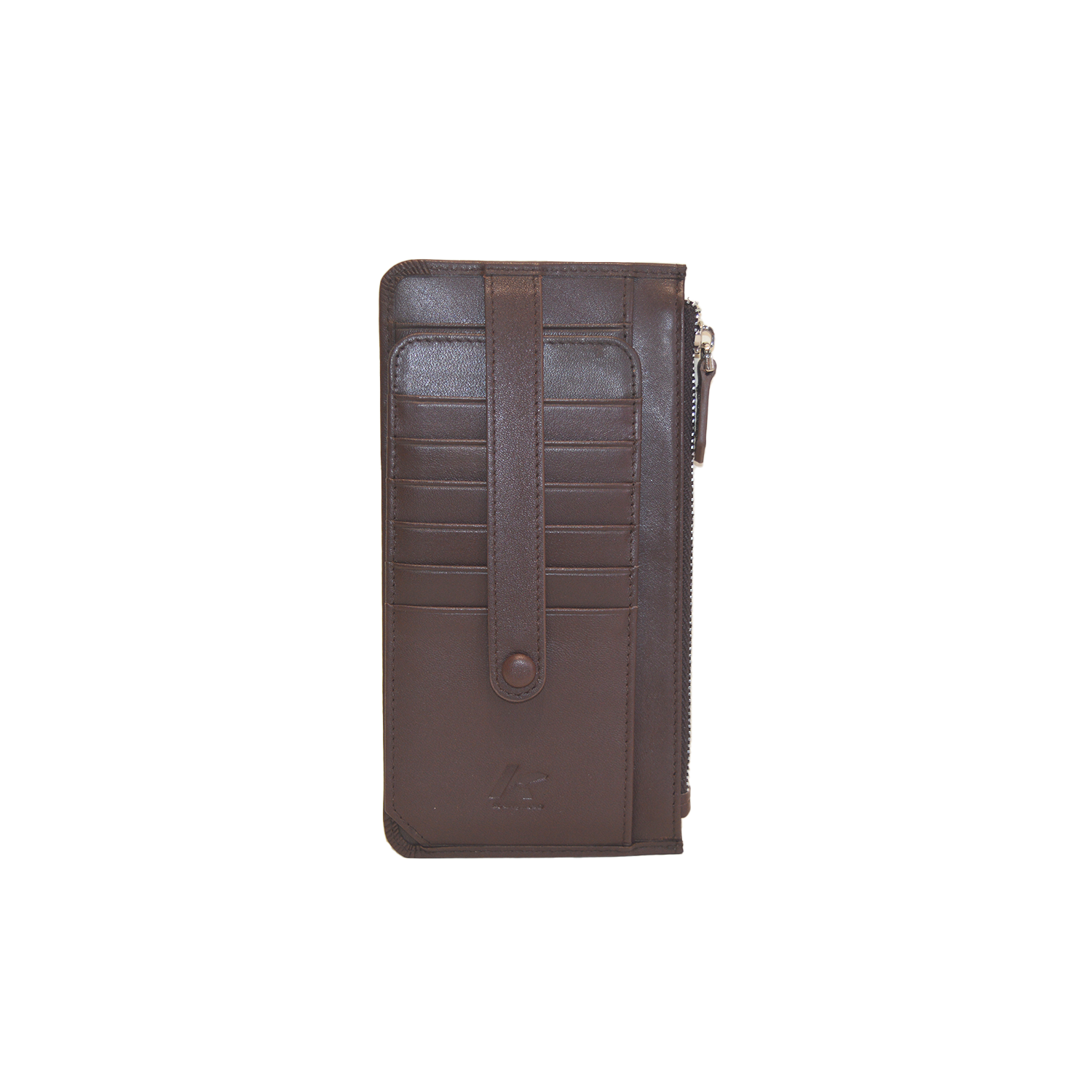 Fashion Brown Ultra Soft Leather Bifold Multi Card Case Holder Wallet with Zipper Pocket Handbag