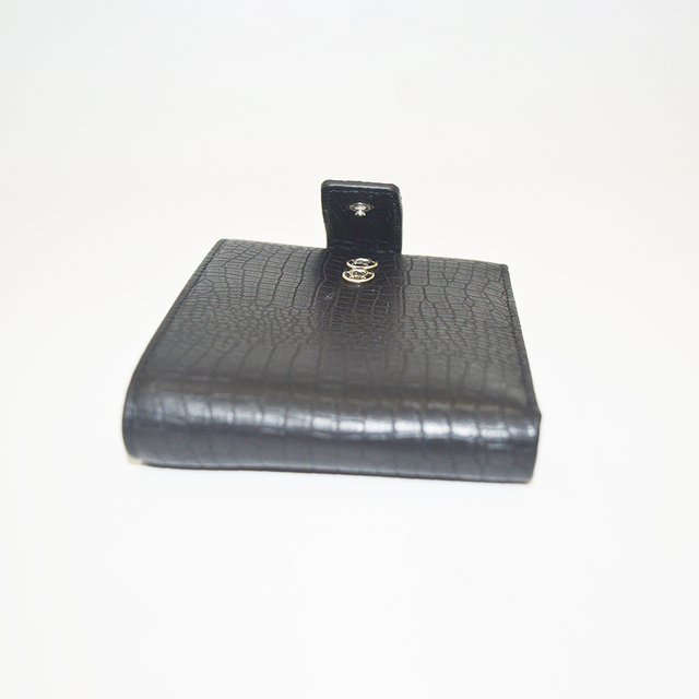 Women Men Black Thin Crocodile Clutch Trifold Wallet with 14 Credit Card Slot