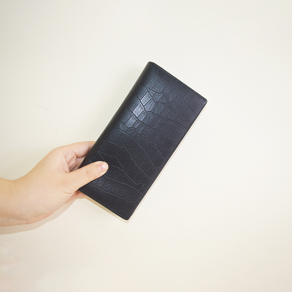 Vintage Black Thick Crocodile Clutch Wallet Credit Card Holder