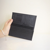 Mens Stylish Flip Fold Slim Design Wallet Black Bifold Ostrich Real Leather Wallet