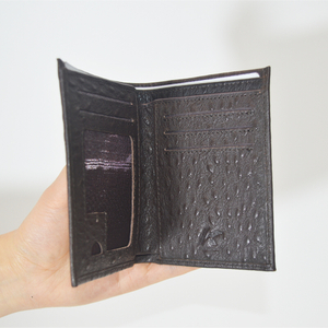 Bifold Real Leather Wallet Brown Ostrich Leather Wallet for Card Cash Holder