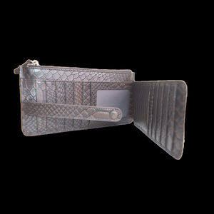 Brown New Crocodile Wallets Bifold Multi Card Case Purse with Zipper Pocket