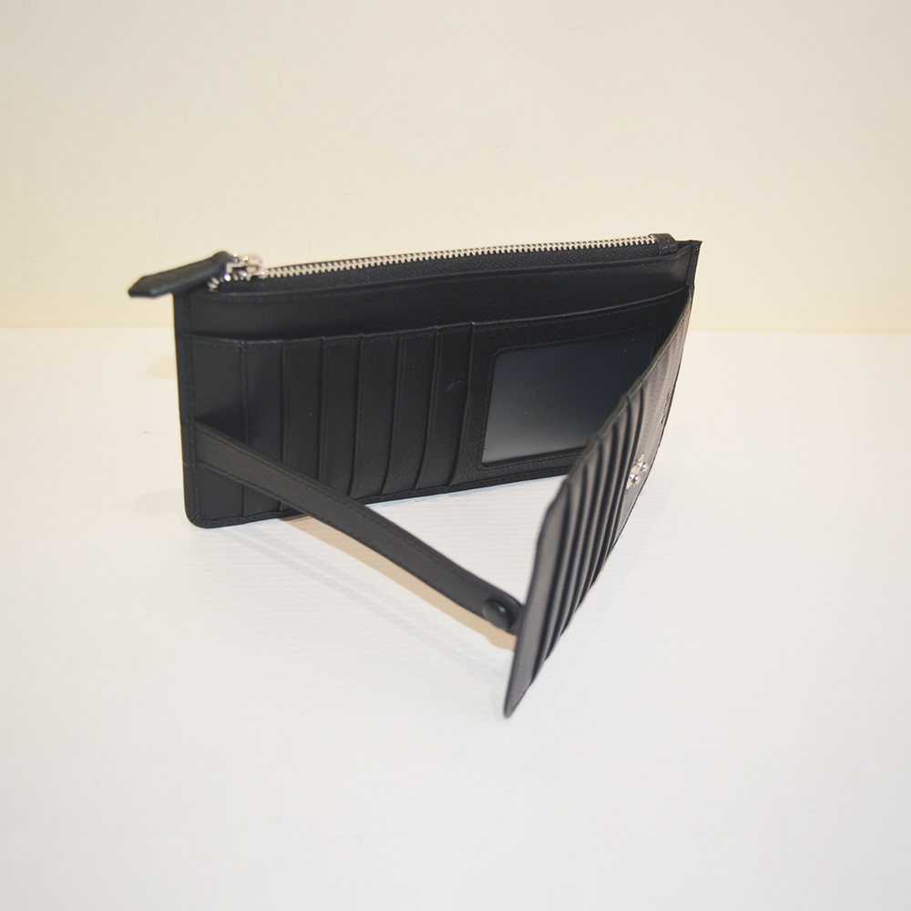 Black Ultra Soft Bifold Multi Card Case Holder Purse Wallet with Zipper Pocket