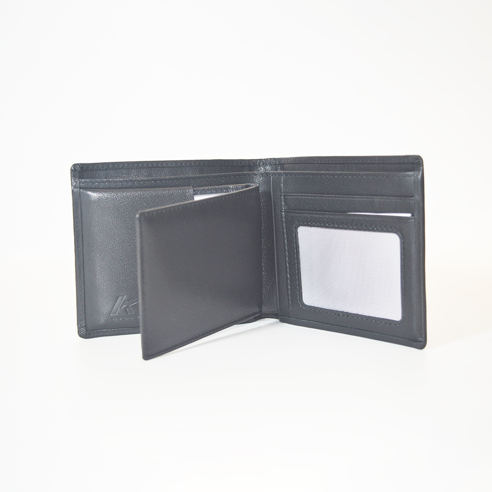Men Bifold Wallet Real Leather Slim Wallet with Removable Card Sleeve Handbag