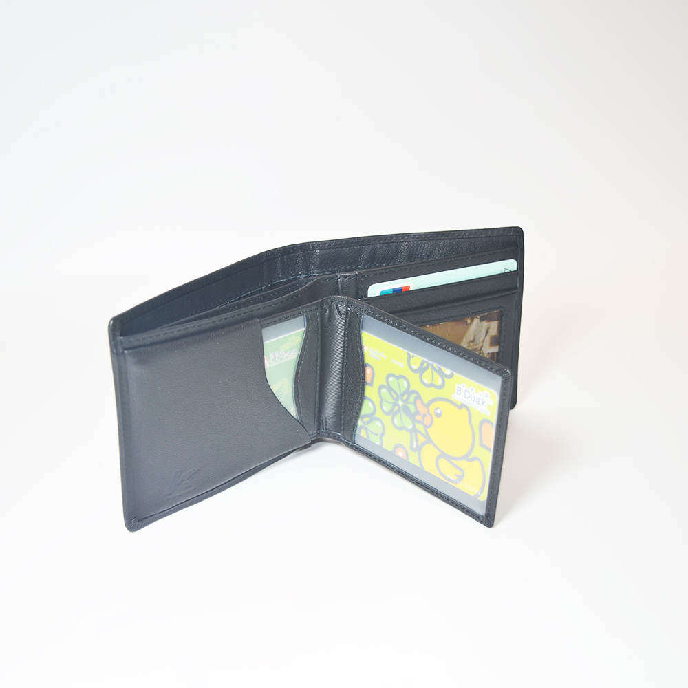 Men Bifold Wallet Real Leather Slim Wallet with Removable Card Sleeve Handbag