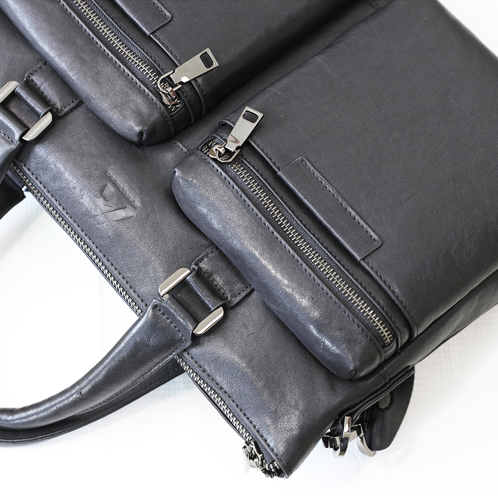 Men's Genuine Leather Briefcase 15 Inch Laptop Case Business Work Multiple Pockets Messenger Shoulder Bag