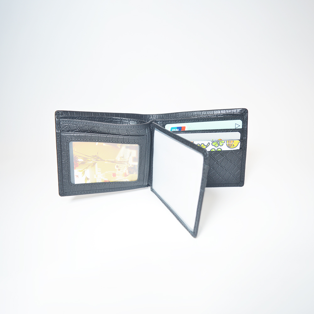 Short Bifold Leather Wallet Clutch Purse with ID Window in Gift Box