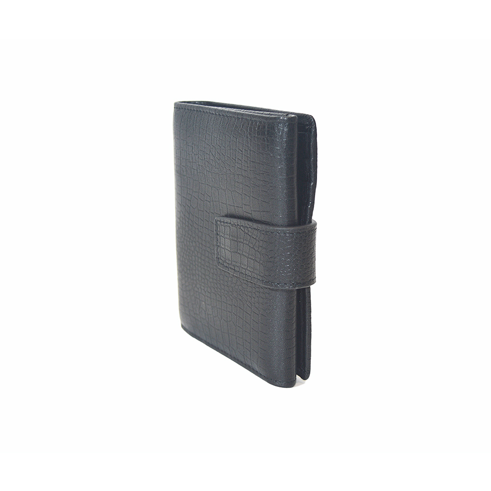 Black Crocodile Trifold Clutch Wallet Credit Card Holder for Men Women