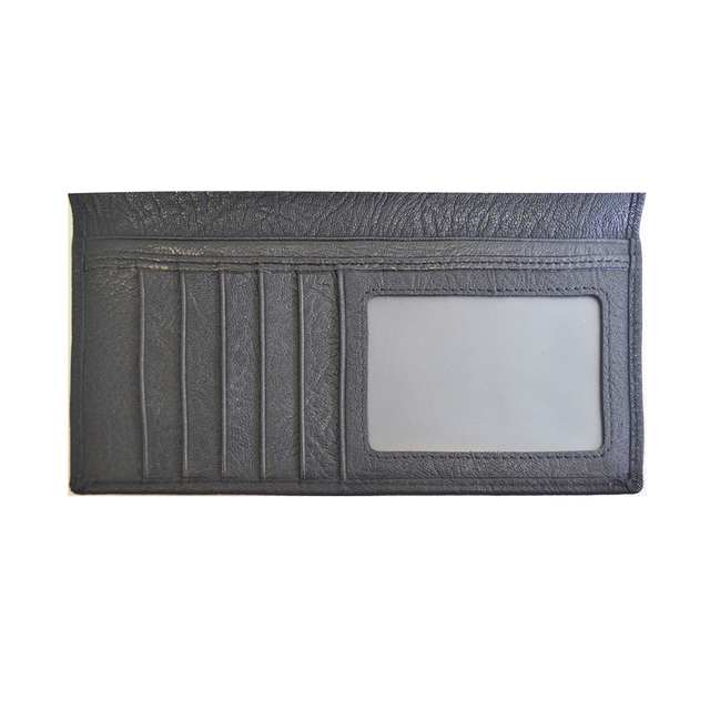 Unisex Genuine Leather Simple Wallet Black Bifold Long Wallet