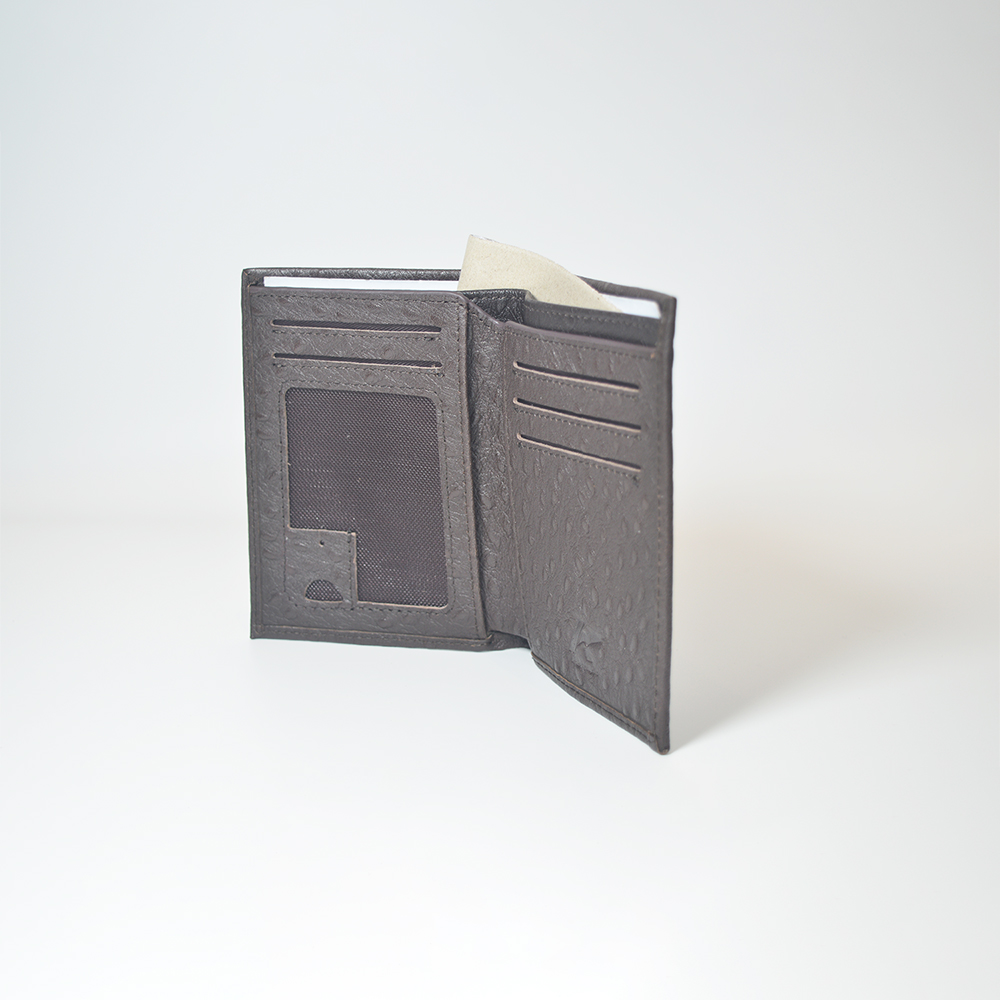 Bifold Real Leather Wallet Brown Ostrich Leather Wallet for Card Cash Holder