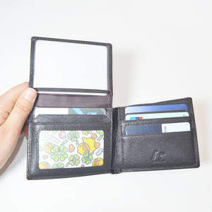 Brown Leather Wallet Slim Minimalist Bifold Wallet for Men Women Flip Up ID Window Credit Card Holder including Gift Box