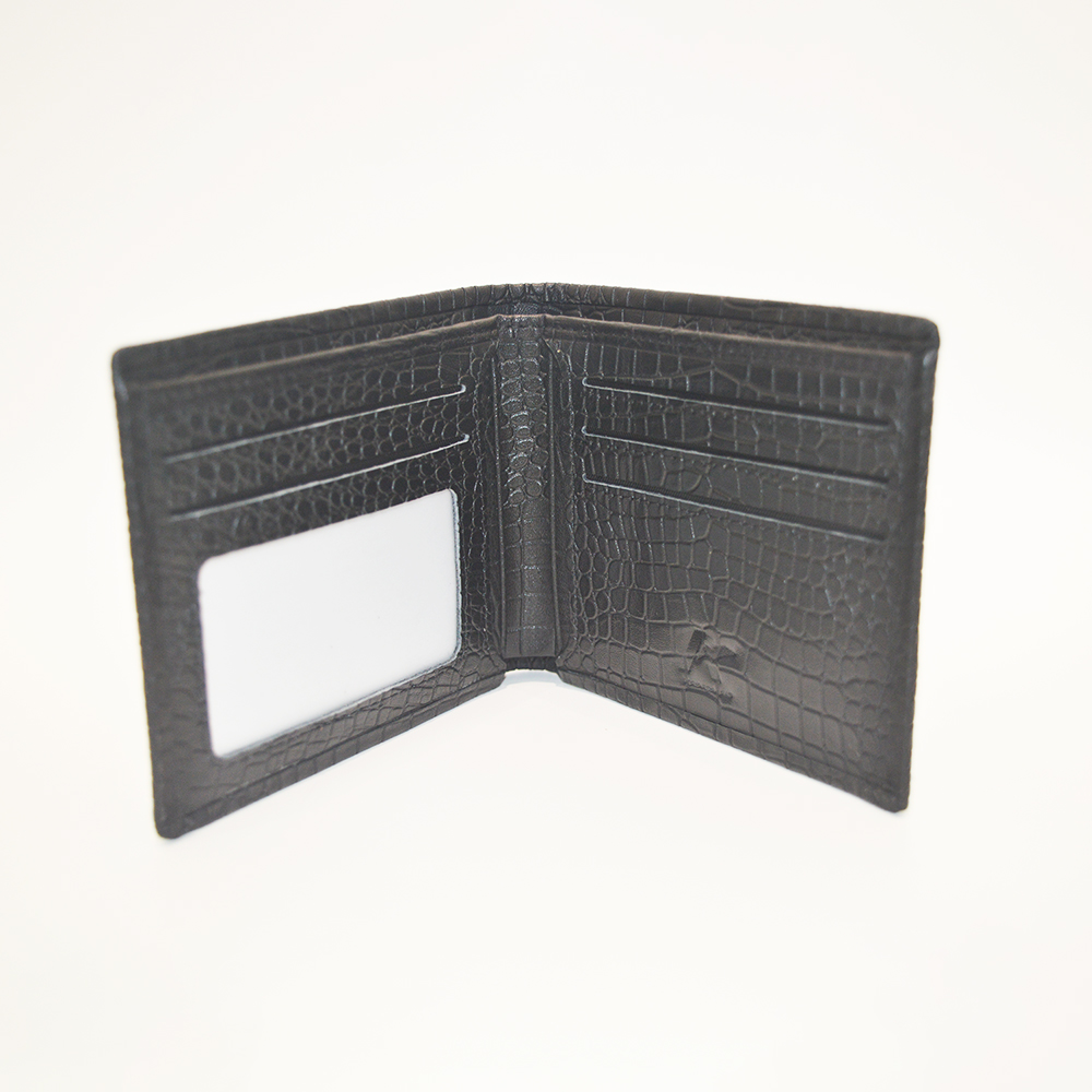 Black Crocodile Clutch Wallet Slim Minimalist Bifold Wallet with 4 Card Slots Cash Pockets