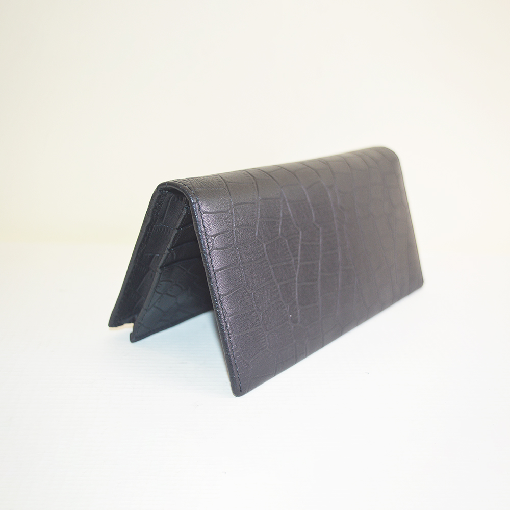 Vintage Black Thick Crocodile Clutch Wallet Credit Card Holder
