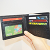 Black Crocodile Clutch Wallet Slim Minimalist Bifold Wallet with 4 Card Slots Cash Pockets