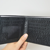 Mens Womens Ultra Slim Soft Black Ostrich Leather Minimalist Wallet