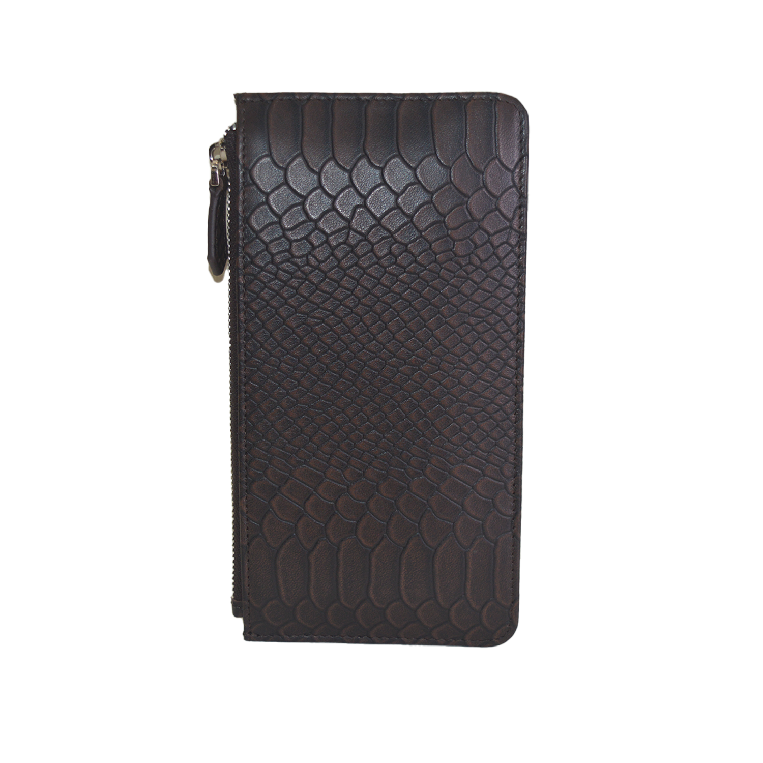 Brown New Crocodile Wallets Bifold Multi Card Case Purse with Zipper Pocket