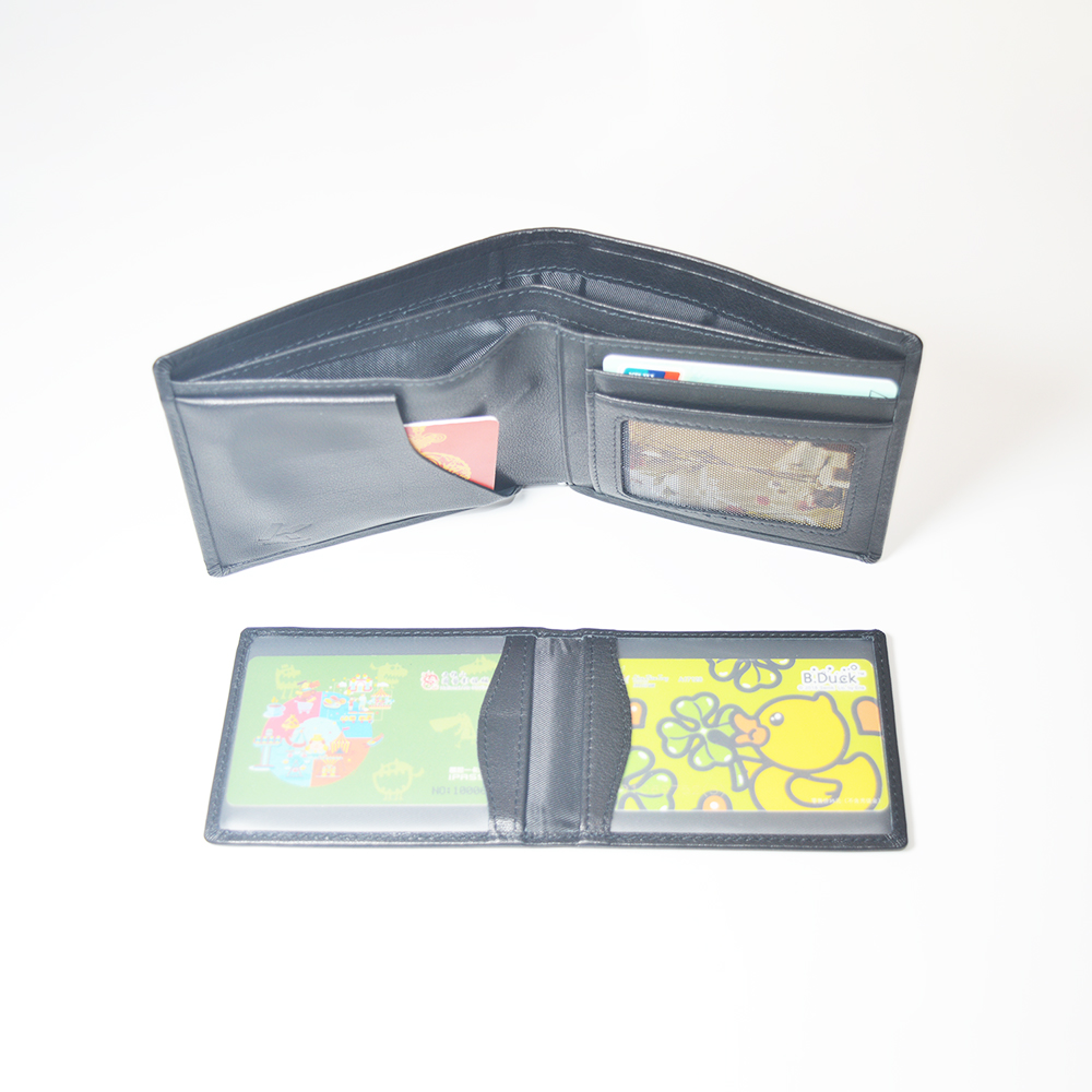 Men Bifold Wallet Real Leather Slim Wallet with Removable Card Sleeve Handbag